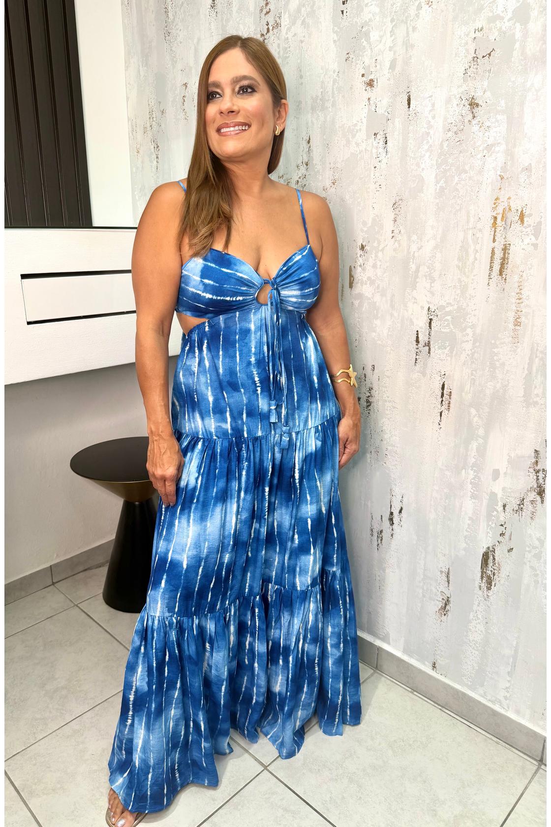 NAUTICA STRAP ELASTIC BACK WAISTED MAXI DRESS